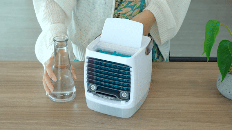 ChillWell 2.0 prototype running with visible cool mist